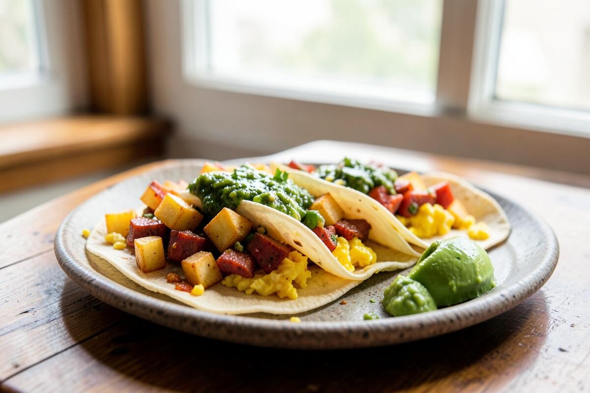 Chorizo and Potato Breakfast Tacos