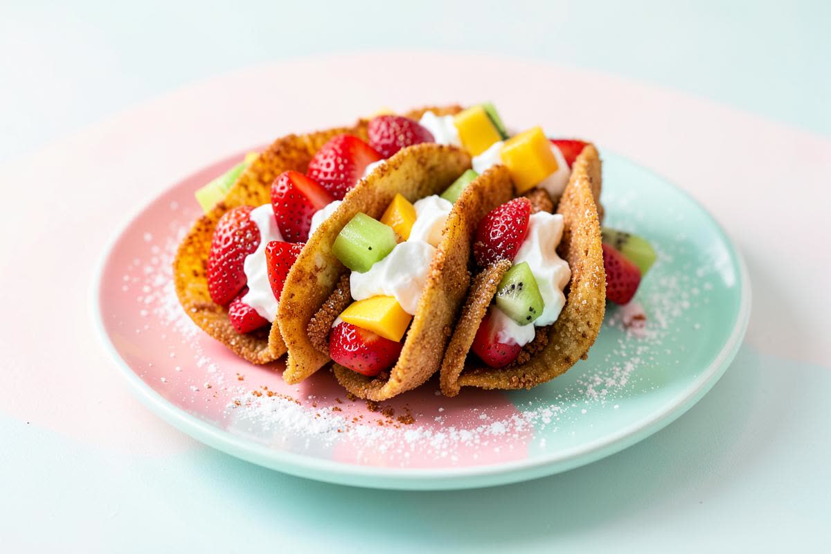 Cinnamon Sugar Dessert Tacos with Fruit