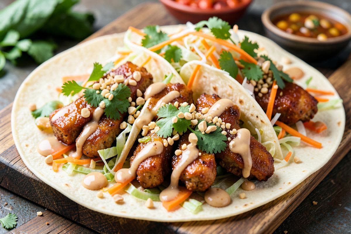 Thai Peanut Chicken Tacos