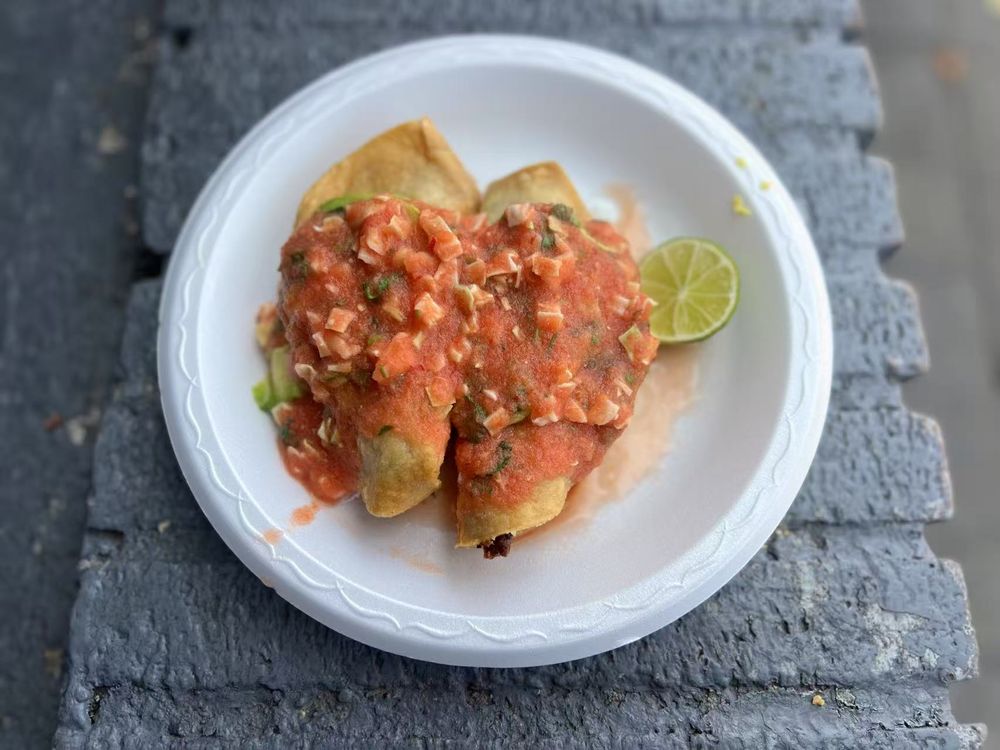 Tacos at Mariscos Jalisco in Los Angeles, California